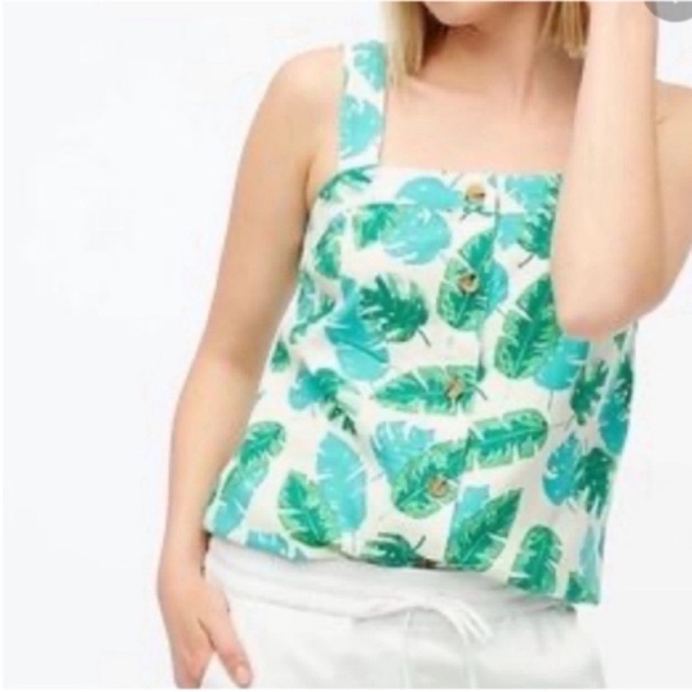 J.Crew Palm print Linen blend tank top